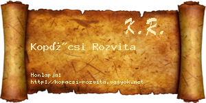 Kopácsi Rozvita névjegykártya